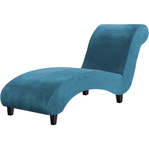 Chaise Lounge-överdrag i sammet, stretchigt överdrag till divan, lyxigt överdrag till loungestol för vardagsrummet, mjukt möbelskydd för hundar, maskintvättbart, påfågelblått