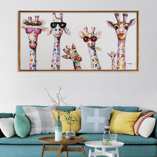 Graffiti konst Canvas målning Nyfiken giraff print dekorativt print