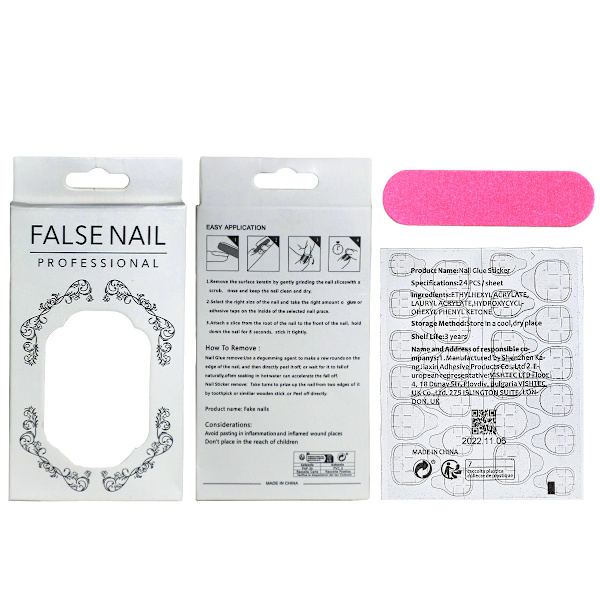Lange falske negle firkantede tryk på negle med charms nude pink akryl negle C
