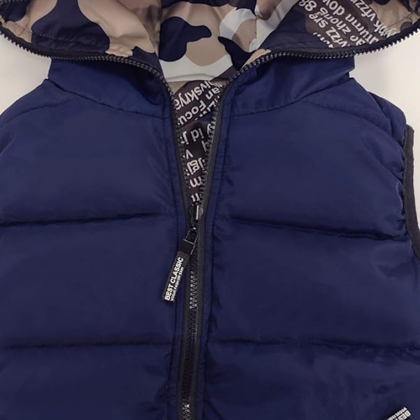 Børns ærmeløs hættevest vinterjakke dobbeltsidet jakke camouflage