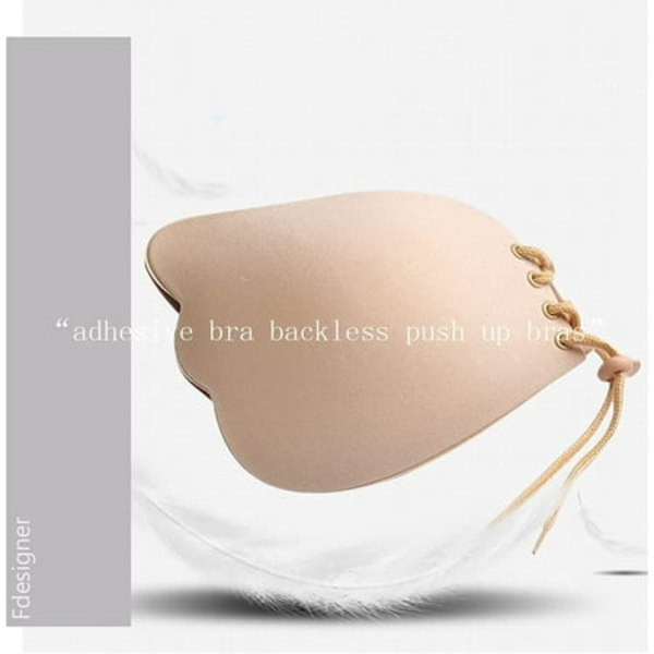 Adhesive BH Push Up Sticky BH-er Stroppeløs Ryggløs Usynlig Kvinner BH Snøring Silikon BH-er (Nude, D)
