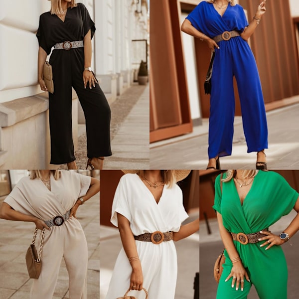 Kvinner Casual Sexy V-hals Glitrende Jumpsuits Lang Ermet Onesie Løs Bukser P