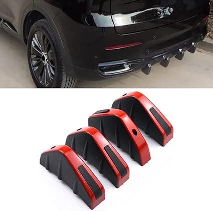 4PCS Car Rear Bumper Spoiler Diffuser, Shark Fin Diffuser Universal Rear Bum