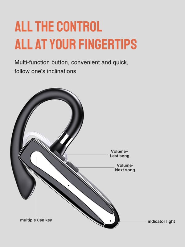 Bluetooth-ørepropp for mobiltelefoner Trådløst håndfri headset Støydemping
