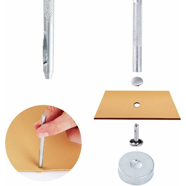 Lädernitset 3 storlekar Dubbla nitar Rörformiga metallnitar med 3 delar Fixeringsverktyg och stanspliers för läderhantverk DIY-nitar 4 färger (480 st)
