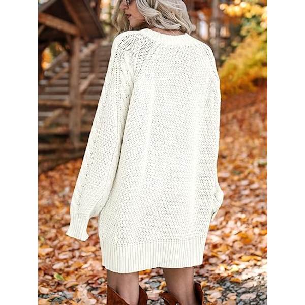 Dame Rundhalset Langærmet Oversized Kabelstrik Grov Pullover Kort Sweatshirt
