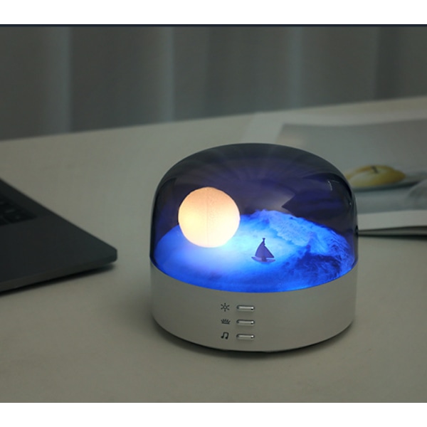 Nattlampa högtalare, omgivande skrivbordslampa högtalare med Bluetooth (vit)