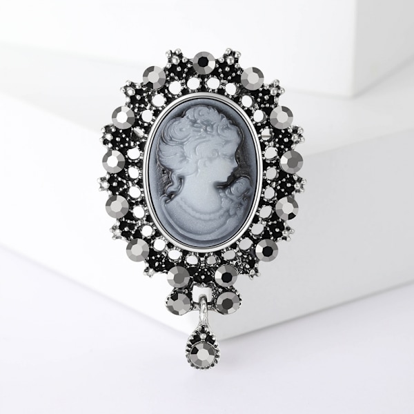 Lady Vintage Cameo Victorian Style Bröllop Fest Dam Hänge Brosch Pin Silver