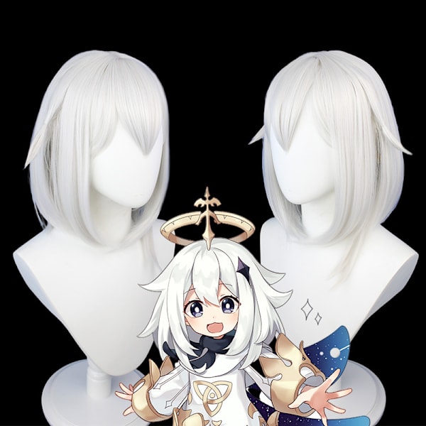 Genshin Impact Paimon Cosplay Parykk Npc Grå Kort