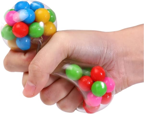 Klemmeboldlegetøj, bløde stressbolde med farverige perler, sensorisk fidget