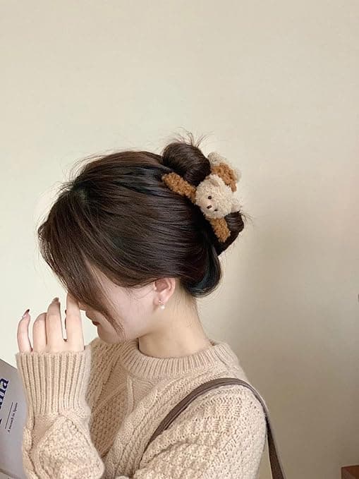3 stk. 4,72 tommer store hårklemmer søde fluffy plys bamse hår