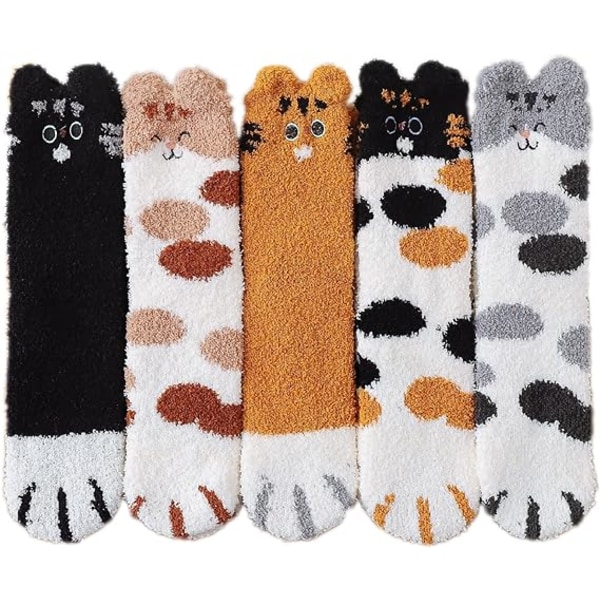 5 stk Dame Fuzzy Socks Vinter Varme Soft Slipper Sokker One size