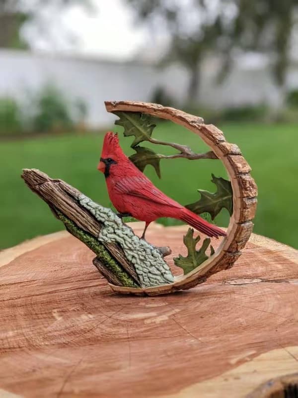 Kardinalfigur, Kunstharz-Vogel-Schnitzerei-Dekor, Rote Kardinal-Geschenke, Lebensecht