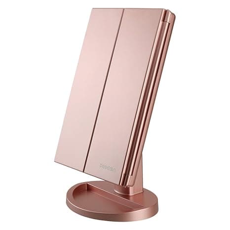 Dresser Tri-Fold Lighted Vanity Mirror med lys, Touch Screen