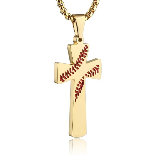 Baseball Cross Pendant, I CAN DO ALL THINGS STRENGTH Bible Verse Stainless