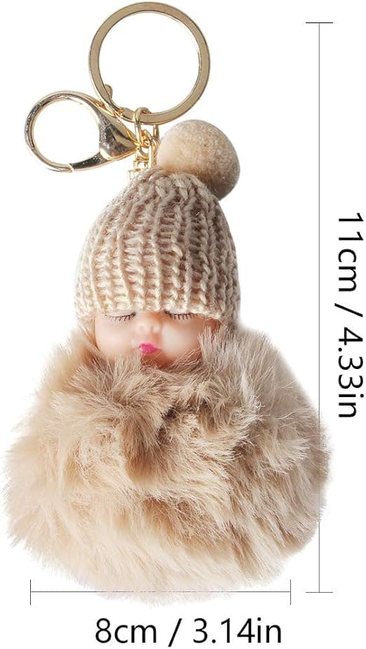 1 stk. Nøglering med sovende, nuttet, fluffy baby