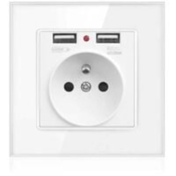 Elektriskt vägguttag med dubbla USB - Laddare för iPhone/Android Franskt uttag