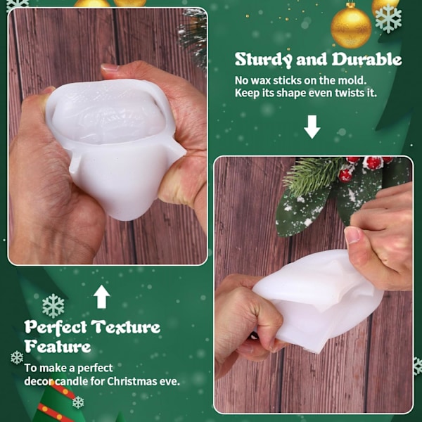 3D Julelysform i Silikon - Lysform til Lysfremstilling - Julelysform i Silikon til Lysfremstilling - DIY Håndværk Dekoration (Elg)