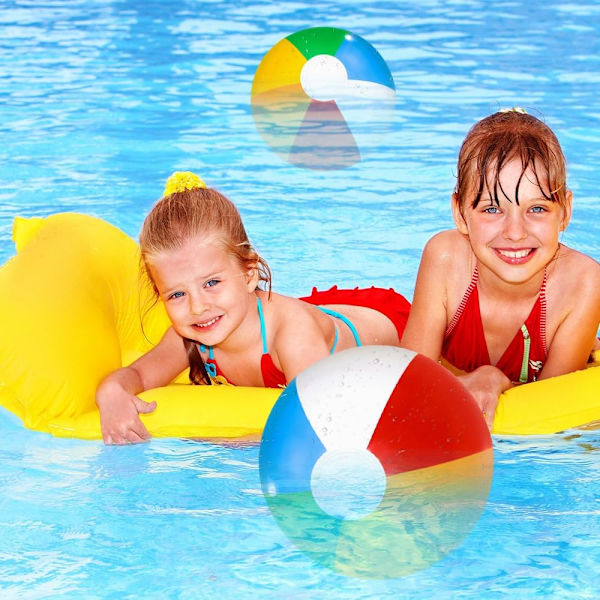 6 st strandbollar, uppblåsbara poolbollar, uppblåsbara regnbågsbollar, strandbollar för strandspel utomhus poolleksak fest sommar