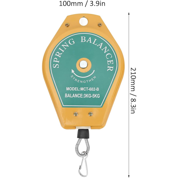 Fjäderbalans, 3-5 kg, fjäderbalanslager, hängande infällbar verktygsfäste