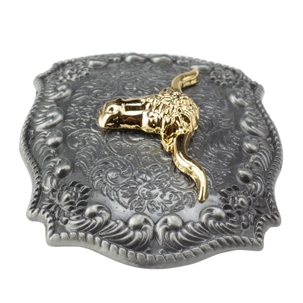 Lang Horn Bull Western Belt Buckle 8.6*6.2cm Sølv