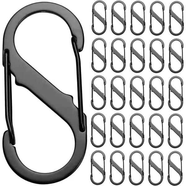 S-formede karabinhager 25 stk., dobbelte fjeder nøglering clips, 8-formede karabinhager, låseclips til hjemmet