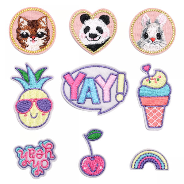 9 pieces cute fabric stickers