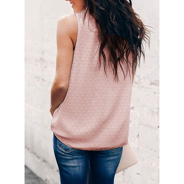 Dam sommarhalterneck i chiffong, casual ärmlös blus XL