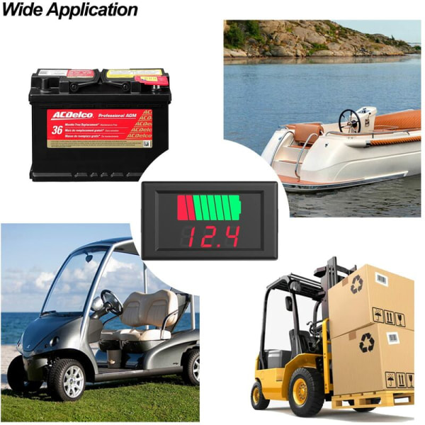 DC 12V, 24V, 36V, 48V, 72V Batteritester, 2 i 1 Batterikapasitet Spenningsmåler