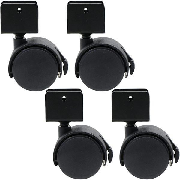 U-formade svängbara hjul - Gummisvängbara hjul - 50 mm svängbara hjul med broms, kraftiga hjul för möbler, spjälsäng, 4-pack