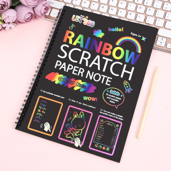 Regnbue Scratch Bog til Børn: Craft Magic Paper Gaveæske Farvelægning