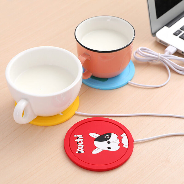 USB elektrisk kaffekoppsvärmare för kontor, hem, gul 9cm