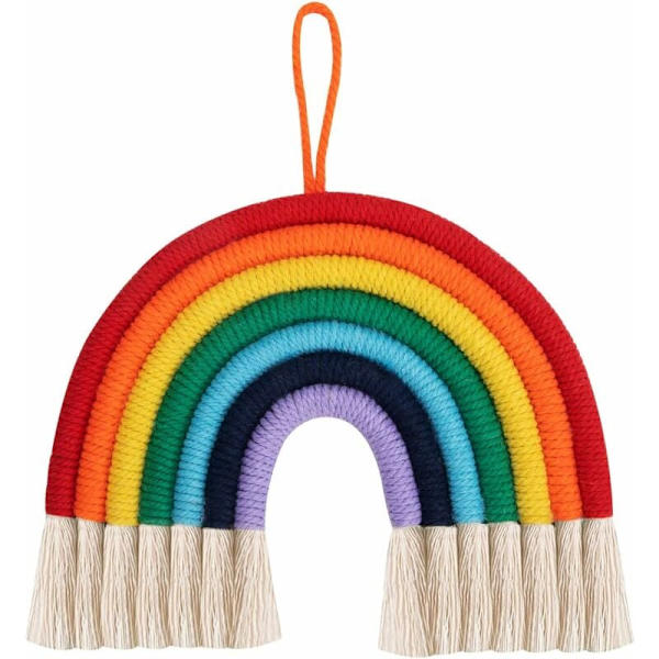 Lastenhuoneen seinävaate Macrame seinävaate Dekor, Sateenkaari, Köysi Puuvilla Macrame Puuvilla Väri Seinävaate Dekor Lastenhuoneen Dekor—