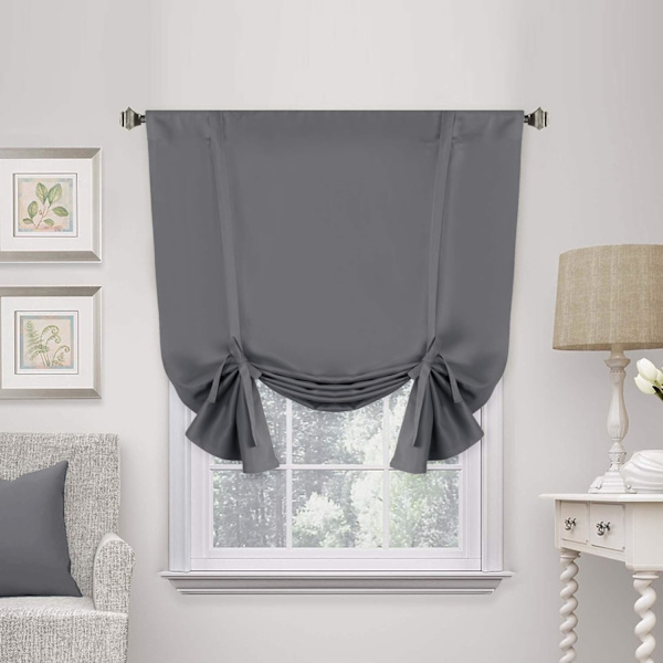 Solid Blackout Energy Efficient Tie Up Shades Rod Pocket Panel fo