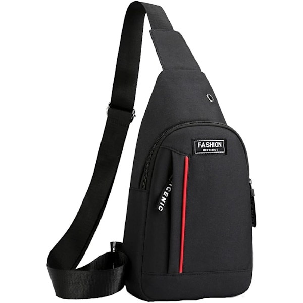 Miesten rintapussi, crossbody-laukku, vedenpitävä olkalaukku, vapaa-ajan pieni olkalaukku, rintapussi patikointiin, pyöräilyyn, matkustamiseen (musta, yksi koko)