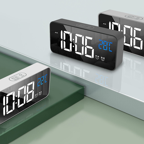 LED Digital Väckarklocka, Elektronisk Väckarklocka med Temperaturstyrd