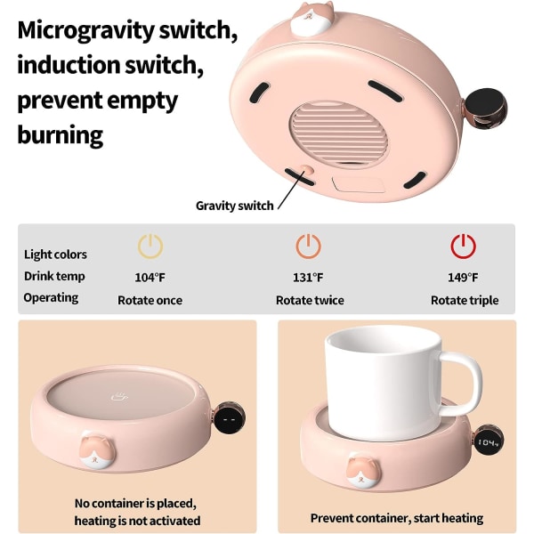 Kaffe Värmare Smart Kaffe Mugg Värmare för Skrivbord Automatisk Avstängning Mjölk Dryck