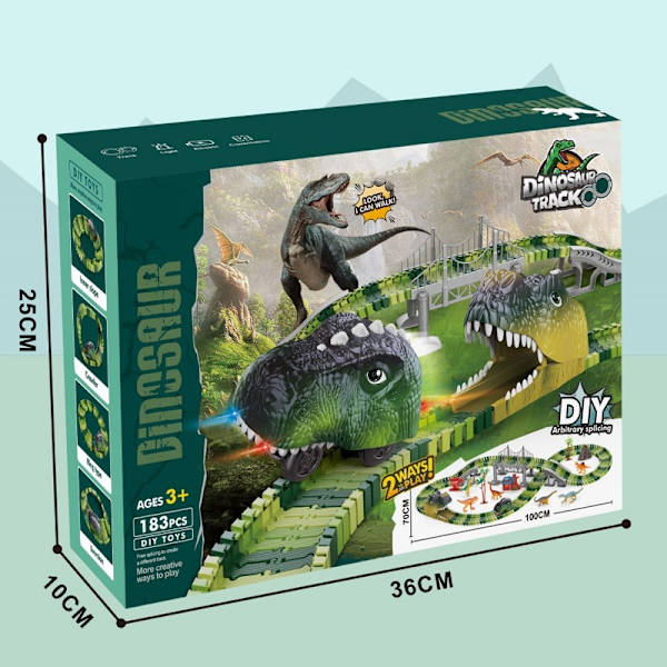Dinosaurie leksaker, skapa en dinosaurie världsväg race, flexibel spår lekset och coola dinosaurie bil för 3 4 5 6 år gamla och upp gamla pojkar flickor bästa present
