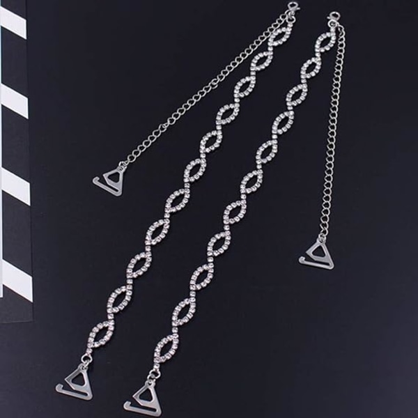 3 høyre Rhinestone BH-stropper Diamant BH-stropper Erstatning 8 Formet Krystall