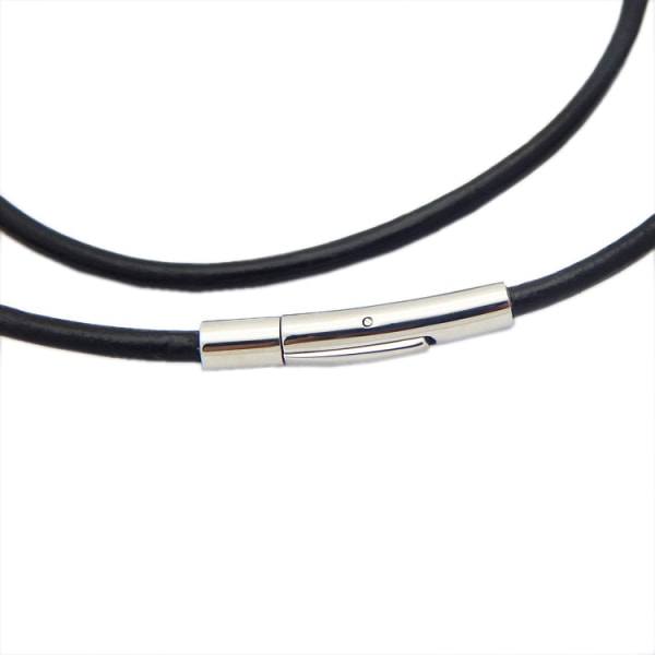 Halsband för män - Kedja - 3 mm sladd - Läder - Rostfritt stål - För män - Färg Svart Silver