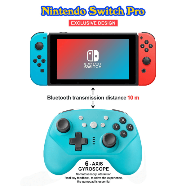 Spelkontroll Bluetooth Gamepad för Switch Pro Controller Trådlös Joysti