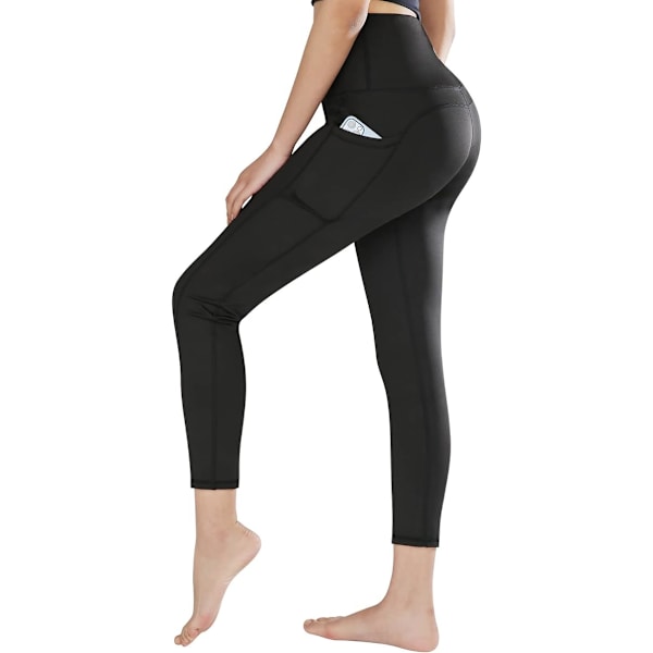 Leggings med lommer til kvinder - Højtaljede yogabukser til kvinder med lommer