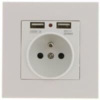 Elektrisk stikkontakt med dobbelt USB - Oplader kompatibel iPhone/Android Fransk stik