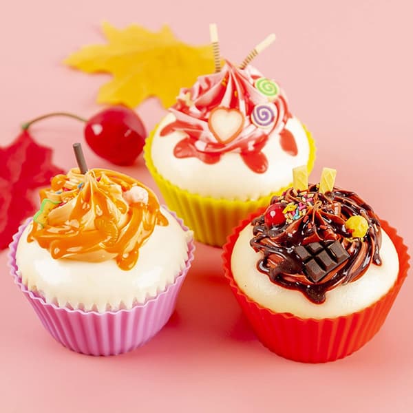 24 st, Silikon Cupcake-formar, Cupcake- och Muffinformar, Återanvändbara Muffinformar
