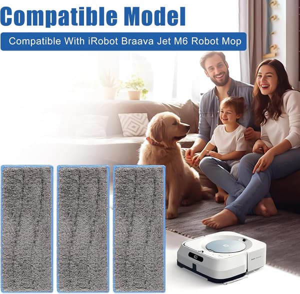 3-pack Ersättningsbara Tvättbara Moppdukar kompatibla med iRobot Braava Jet M6 Robotdammsugare
