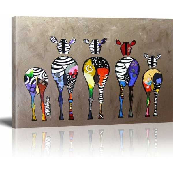 Banksy Canvas Painting Zebra Herd Colorful Rears Street Art Graffiti Canvas