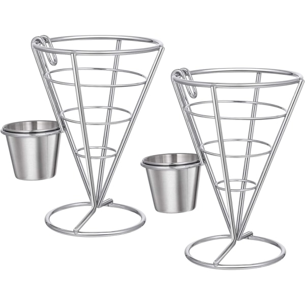 2 st franska pommes frites stativ korg pommes frites chips korg metalltrådskorg med såsdippar