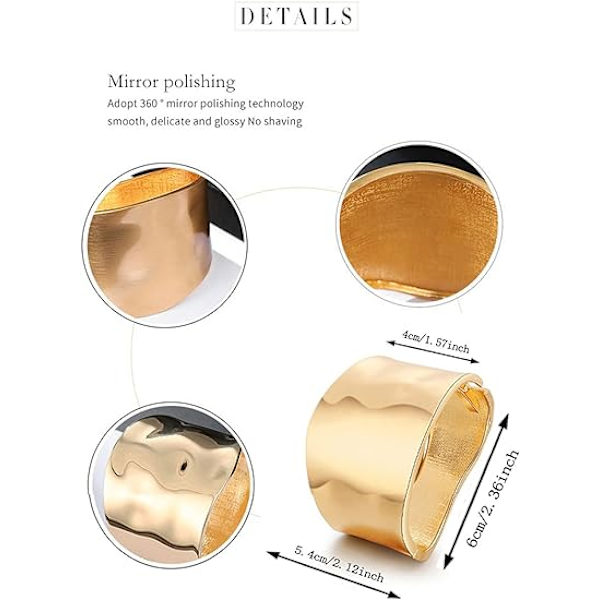 Bangles Armbånd til Kvinder, 18K Guldbelægning Chunky Poleret-Finish Håndled