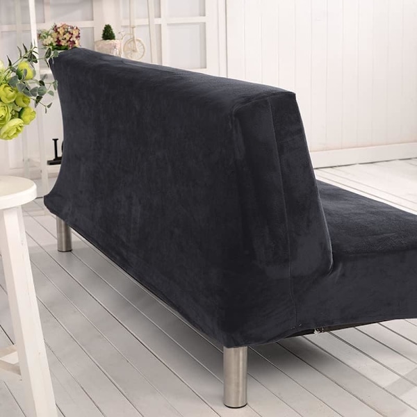Sæt med 1 armløst sofaovertræk til sovesofa uden armlæn, sort, størrelse: 190-210 cm