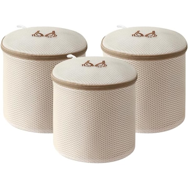 Undertøy Vaskpose 3-pakning Beige BH Vaskpose Mesh Vaskemaskin Reise Vaskpose Vasknett Egnet for Vask av Undertøy, Sokker